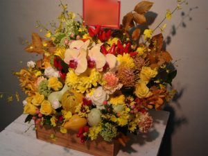 ボックスフラワー　秋・イエロー（開店御祝）