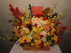 ボックスフラワー　秋・イエロー（開店御祝）