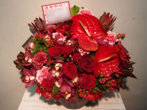 アレンジメント　赤系　男性還暦御祝