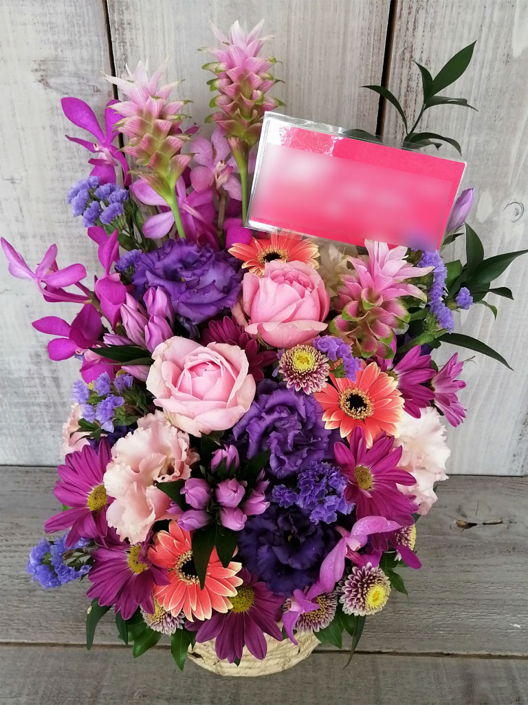 目黒区上目黒にお届けした開店お祝いのアレンジメントフラワー