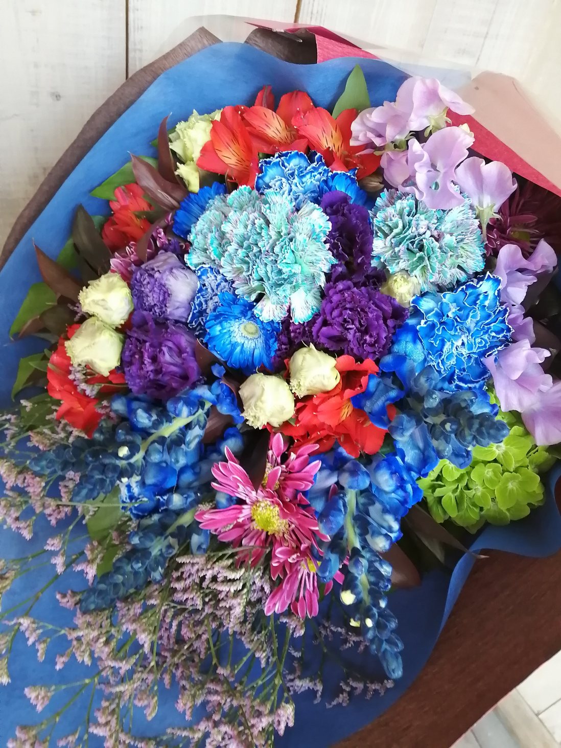青系の花束。